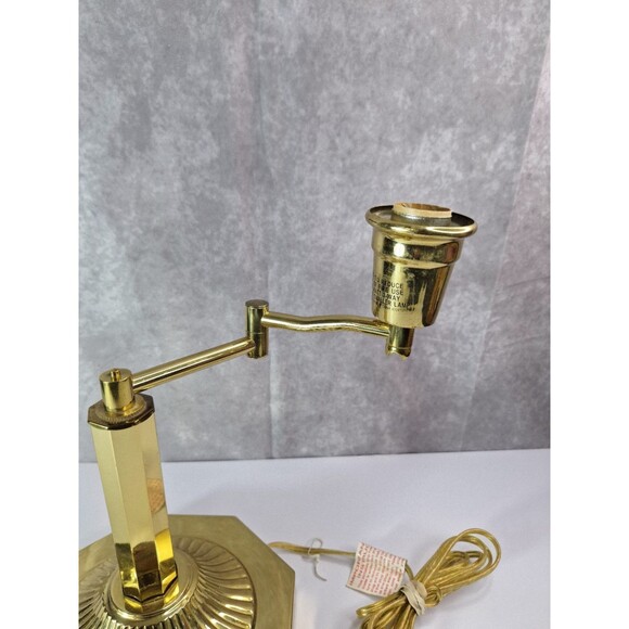Vintage 1950's Brass Lamp, Small Brass Table Lamp NO SHADE Desk Lamp Art Deco - Picture 4 of 8
